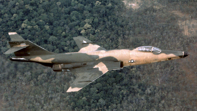 A camouflaged US Air Force RF-101C reconnaissance aircraft over Vietnam in 1967. (US Air Force)